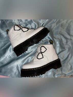 White Devon Heart Dr Martens